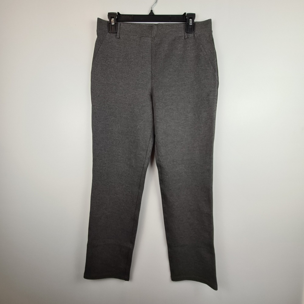 Quince Ultra-Stretch Ponte Straight Leg Pants M‎ Petite Charcoal Gray Workwear